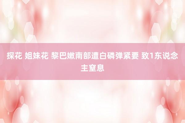 探花 姐妹花 黎巴嫩南部遭白磷弹紧要 致1东说念主窒息