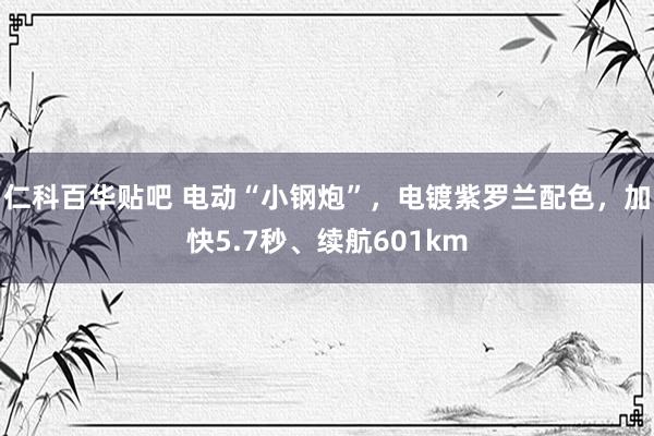 仁科百华贴吧 电动“小钢炮”，电镀紫罗兰配色，加快5.7秒、续航601km