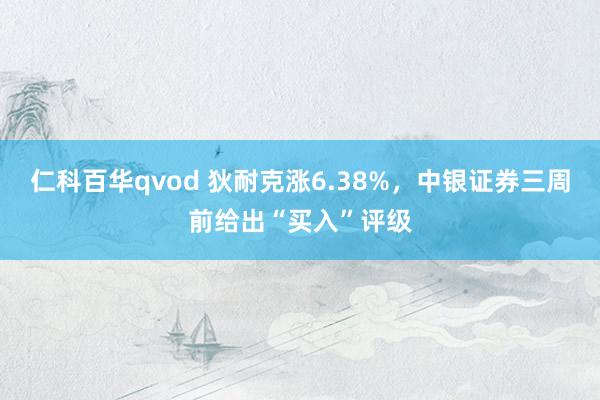 仁科百华qvod 狄耐克涨6.38%，中银证券三周前给出“买入”评级