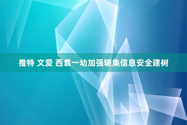推特 文爱 西翥一幼加强辘集信息安全建树