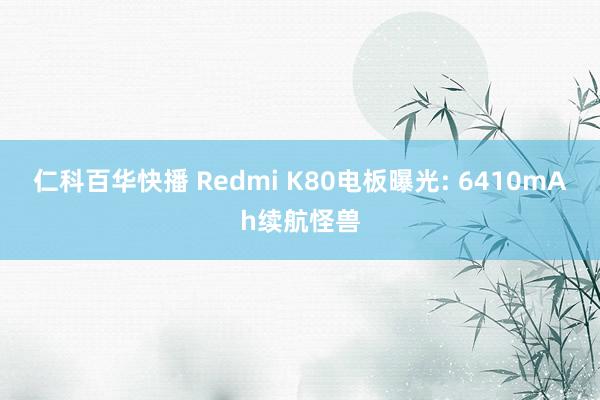 仁科百华快播 Redmi K80电板曝光: 6410mAh续航怪兽
