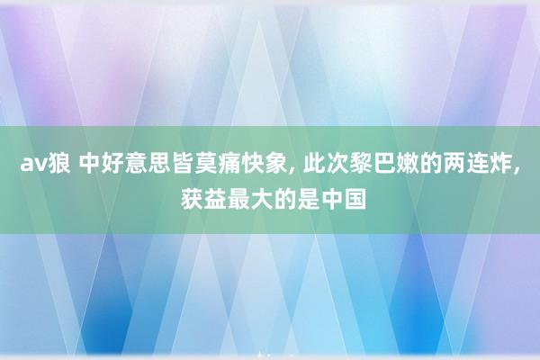 av狼 中好意思皆莫痛快象， 此次黎巴嫩的两连炸， 获益最大的是中国