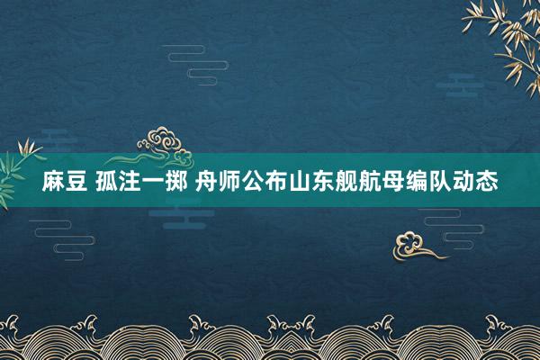 麻豆 孤注一掷 舟师公布山东舰航母编队动态