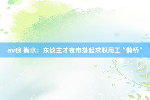 av狼 衡水：东谈主才夜市搭起求职用工“鹊桥”