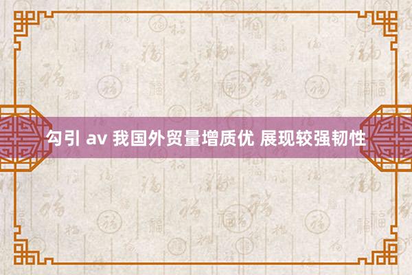 勾引 av 我国外贸量增质优 展现较强韧性
