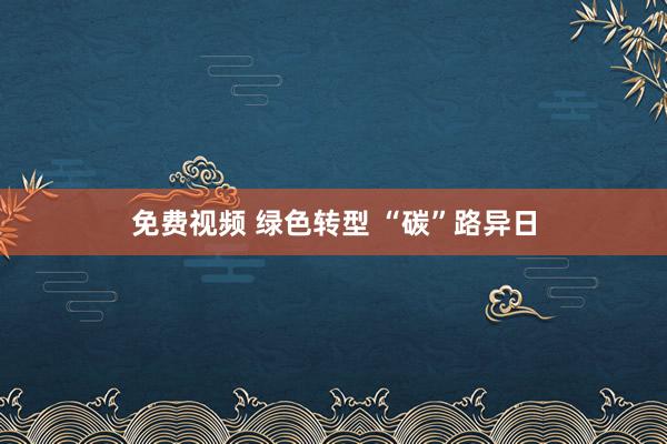 免费视频 绿色转型 “碳”路异日