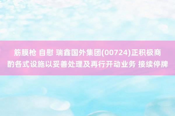 筋膜枪 自慰 瑞鑫国外集团(00724)正积极商酌各式设施以妥善处理及再行开动业务 接续停牌