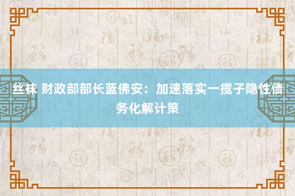 丝袜 财政部部长蓝佛安：加速落实一揽子隐性债务化解计策
