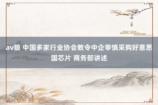av狼 中国多家行业协会敕令中企审慎采购好意思国芯片 商务部讲述