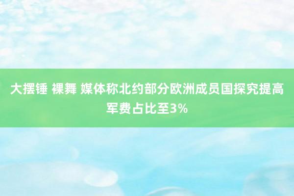 大摆锤 裸舞 媒体称北约部分欧洲成员国探究提高军费占比至3%