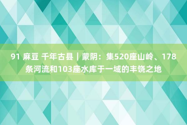 91 麻豆 千年古县｜蒙阴：集520座山岭、178条河流和103座水库于一域的丰饶之地