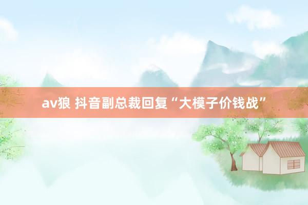 av狼 抖音副总裁回复“大模子价钱战”