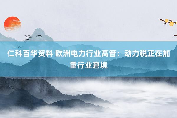 仁科百华资料 欧洲电力行业高管：动力税正在加重行业窘境