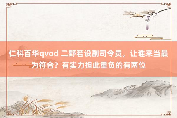 仁科百华qvod 二野若设副司令员，让谁来当最为符合？有实力担此重负的有两位