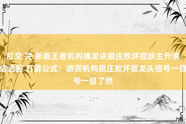 肛交 哭 新版王者机构擒龙诀跟庄败坏捉妖主升浪邃晓信选股 打算公式：游资机构跟庄败坏捉龙头信号一目了然