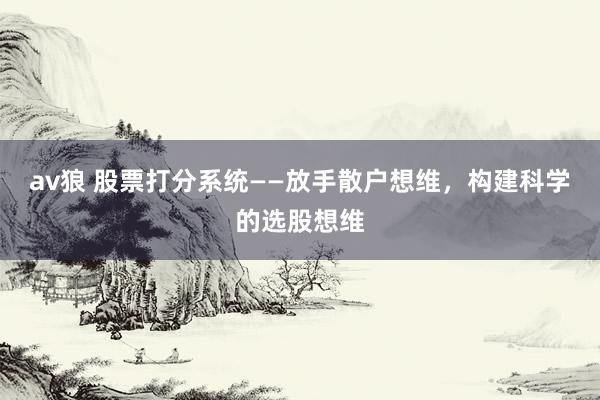 av狼 股票打分系统——放手散户想维，构建科学的选股想维