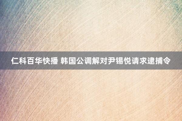 仁科百华快播 韩国公调解对尹锡悦请求逮捕令