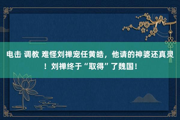 电击 调教 难怪刘禅宠任黄皓，他请的神婆还真灵！刘禅终于“取得”了魏国！