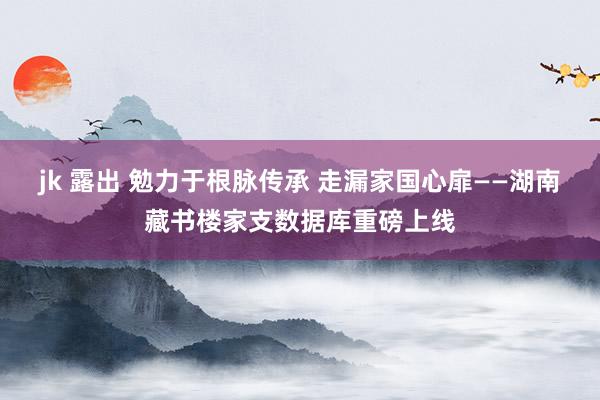jk 露出 勉力于根脉传承 走漏家国心扉——湖南藏书楼家支数据库重磅上线