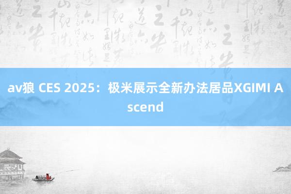 av狼 CES 2025：极米展示全新办法居品XGIMI Ascend
