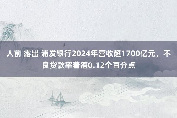 人前 露出 浦发银行2024年营收超1700亿元，不良贷款率着落0.12个百分点