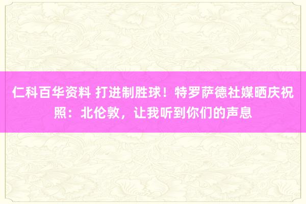 仁科百华资料 打进制胜球！特罗萨德社媒晒庆祝照：北伦敦，让我听到你们的声息