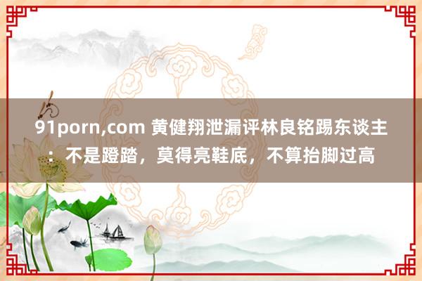91porn，com 黄健翔泄漏评林良铭踢东谈主：不是蹬踏，莫得亮鞋底，不算抬脚过高