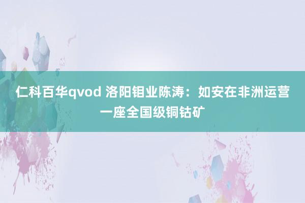 仁科百华qvod 洛阳钼业陈涛：如安在非洲运营一座全国级铜钴矿
