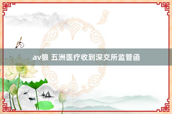 av狼 五洲医疗收到深交所监管函
