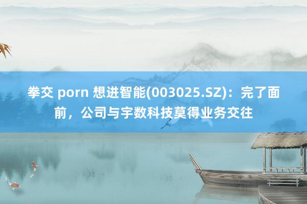 拳交 porn 想进智能(003025.SZ)：完了面前，公司与宇数科技莫得业务交往