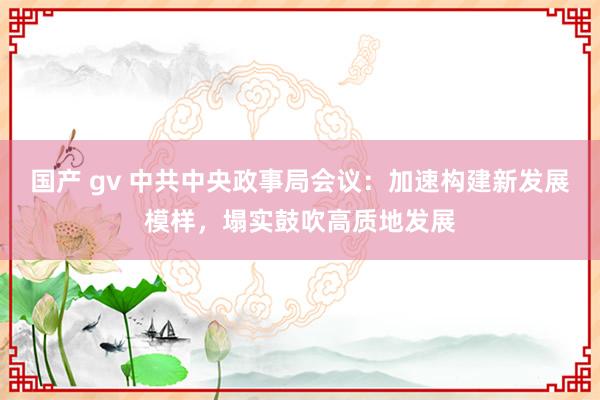 国产 gv 中共中央政事局会议：加速构建新发展模样，塌实鼓吹高质地发展