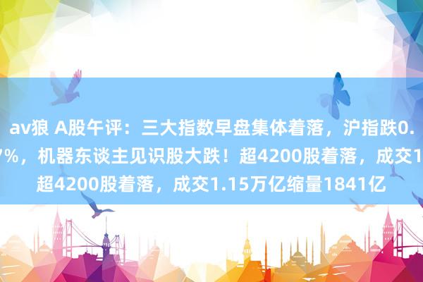 av狼 A股午评：三大指数早盘集体着落，沪指跌0.88%创业板指跌2.07%，机器东谈主见识股大跌！超4200股着落，成交1.15万亿缩量1841亿