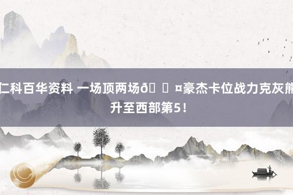 仁科百华资料 一场顶两场😤豪杰卡位战力克灰熊 升至西部第5！