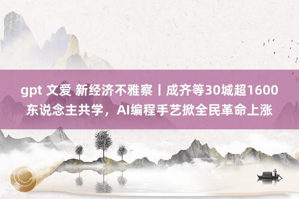 gpt 文爱 新经济不雅察丨成齐等30城超1600东说念主共学，AI编程手艺掀全民革命上涨